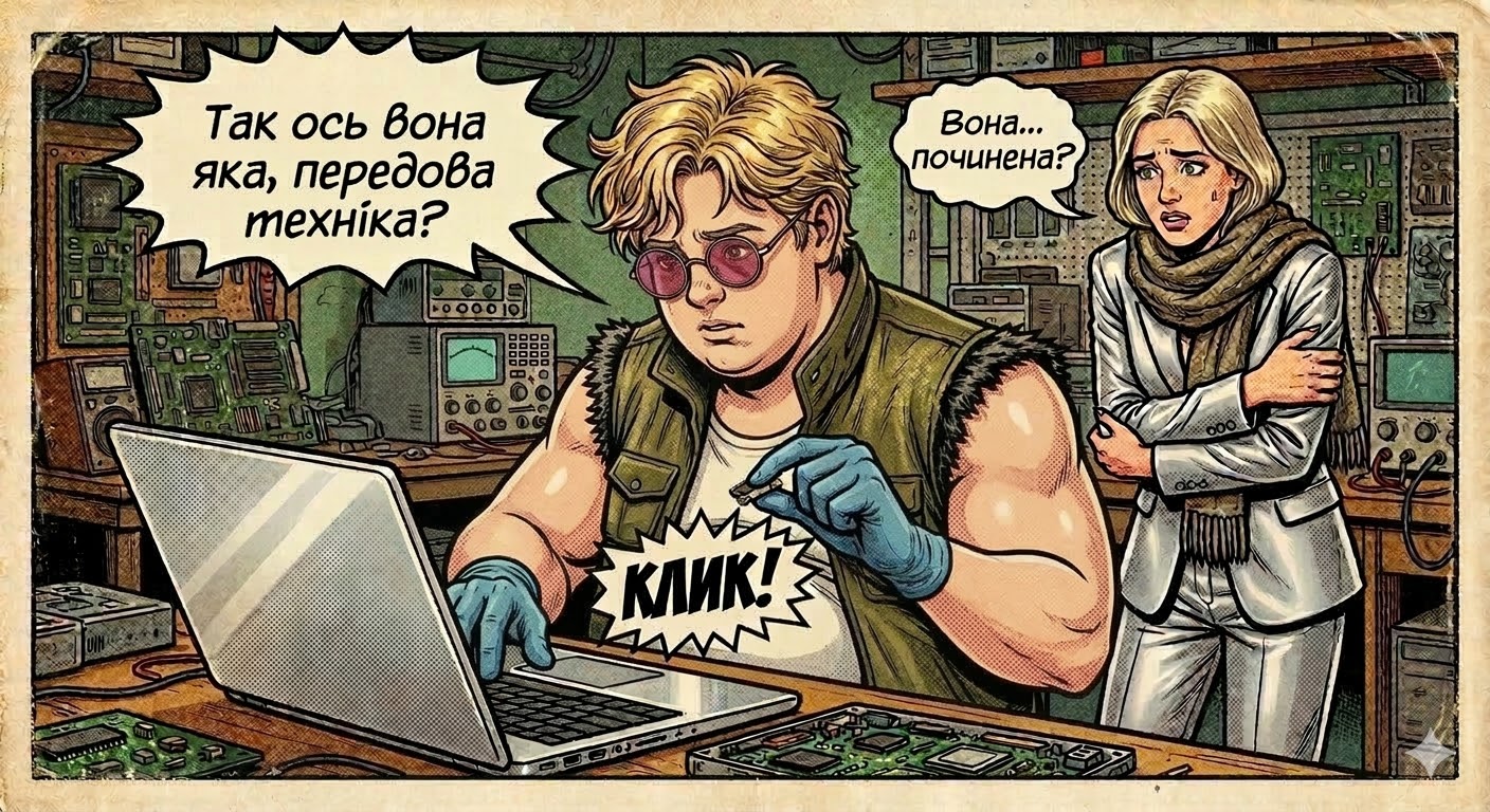 Денсік і ноутбук - Панель 1