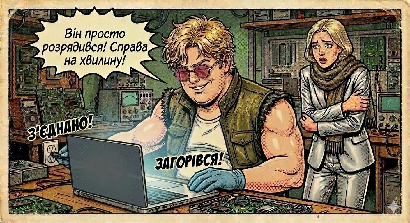 Денсік і ноутбук - Панель 2